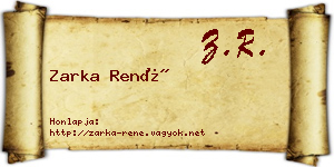Zarka René névjegykártya